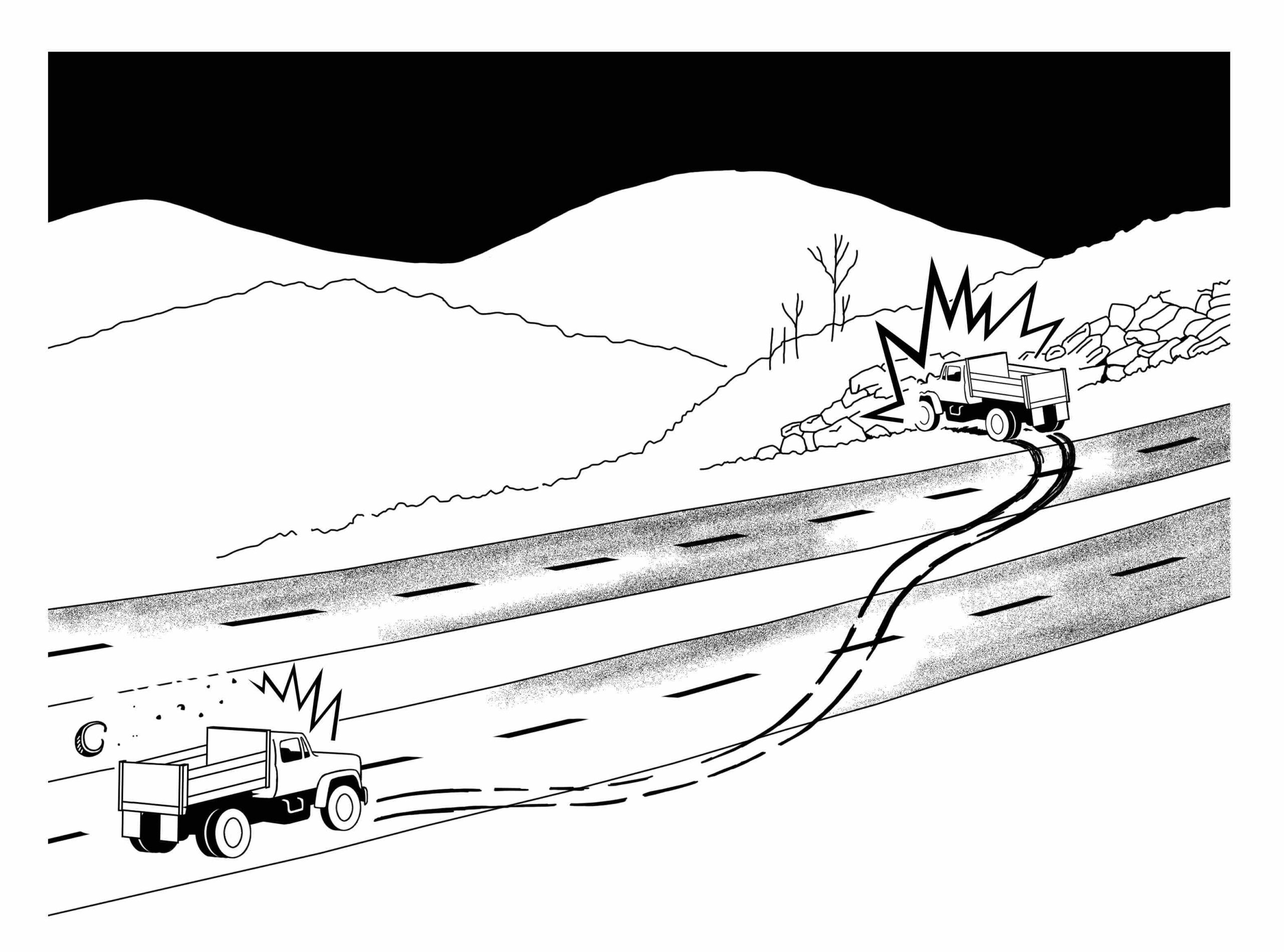 SA-Blown-Tire-Triggers-Dump-Truck-Crash-Illustration