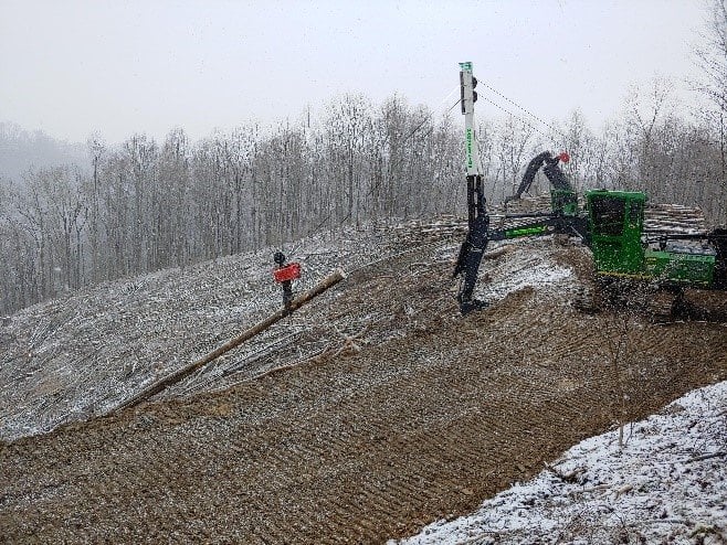 photo of yarding machine felling timber