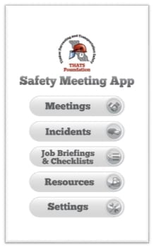 Safety Meeting App landing screen
