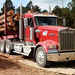 image of logging truck loaded with cut timber