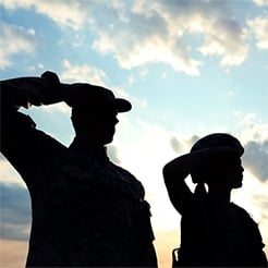 photo of 2 veterans saluting