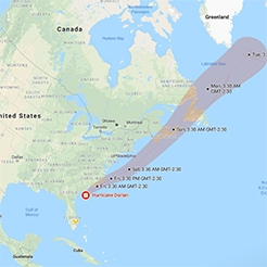 map showing path of hurricane