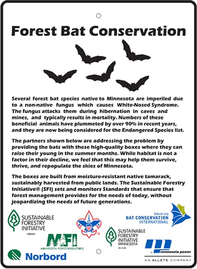 Forest Bat Conservation sign