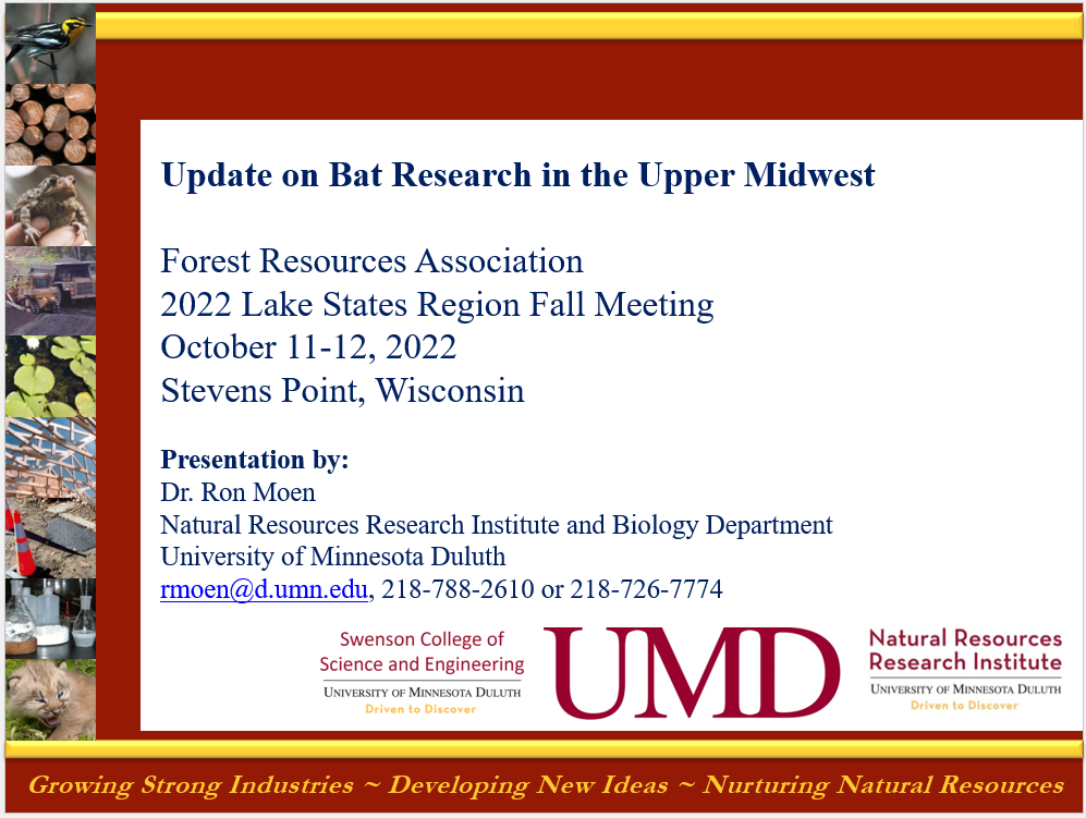 Update on Bat Research in the Upper Midwest Forest Resources Association