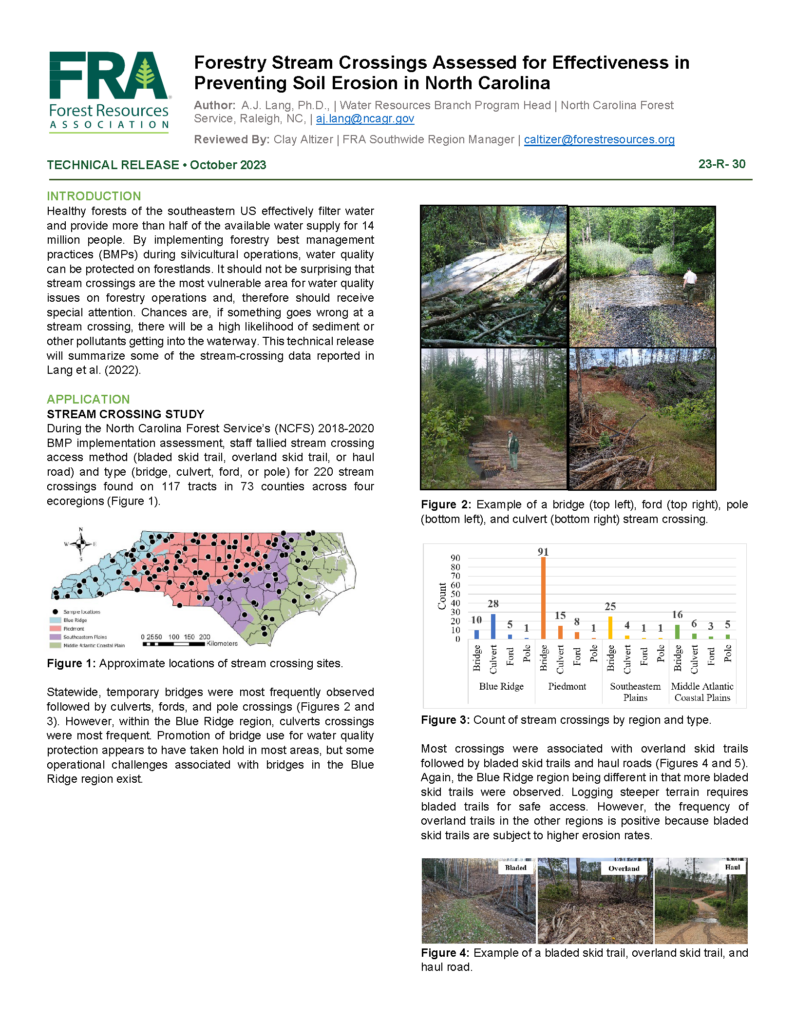 23R30 Forestry Stream Crossings Assessed for Effectiveness in Preventing Soil Erosion in North