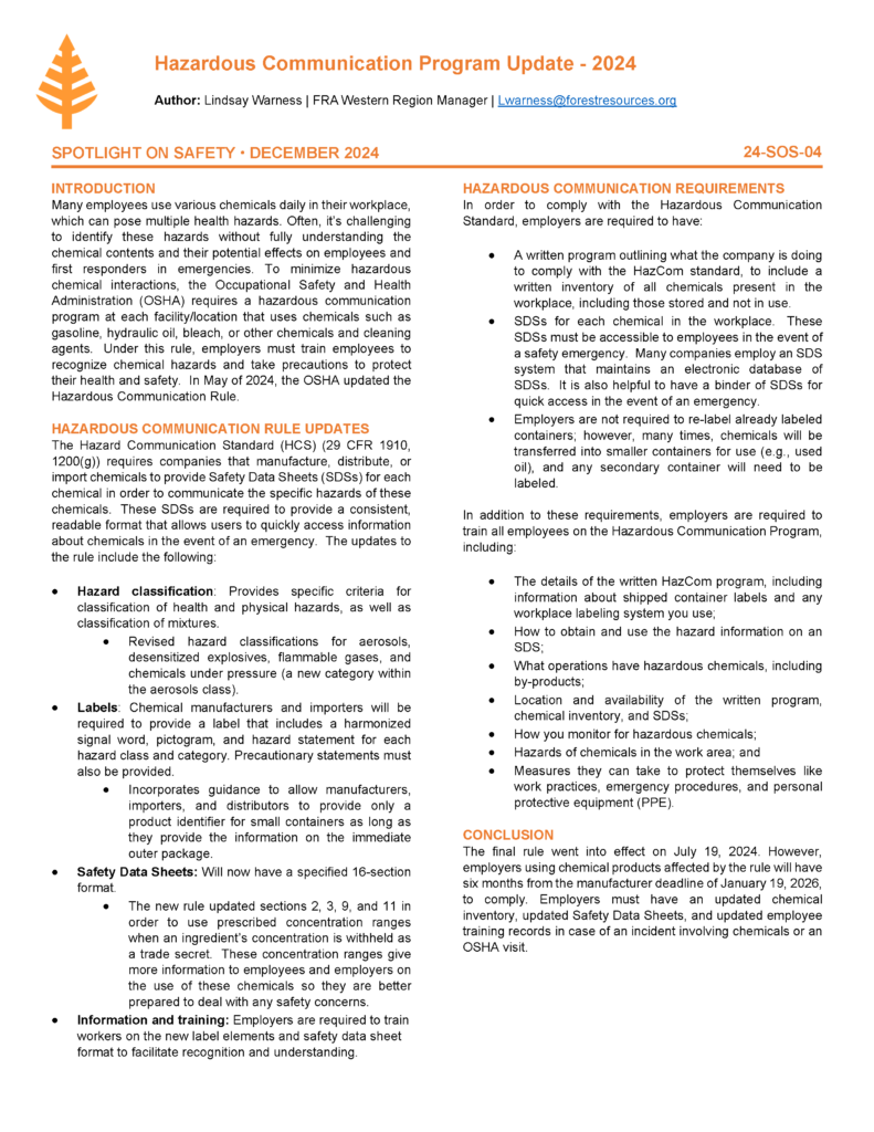 24-SOS-04 Hazardous Communication Program Update - 2024 - Forest ...